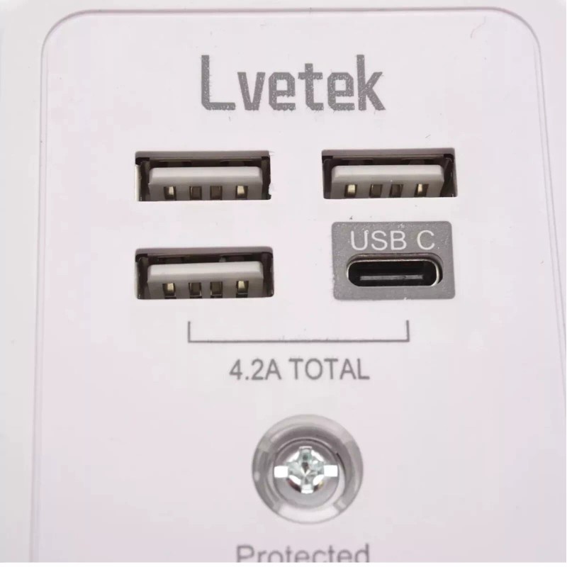 Lvetek 4 in 1 5 AC Outlets Surge Protection Lvetek