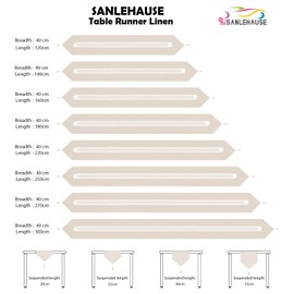 SANLEHAUSE Beige Table Runner, 40 x 220 cm, Linen Look, Embroidered Tassel Table Runner, Simple, Elegant, Easy-Care Table Runner for Dining Table, Coffee Table, Restaurant Decoration