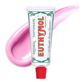 [Euthymol] Natural Flouride-Free Formula/Strong Mint Flavor for Fresh Breath, 3.7 oz | Classic Pink Toothpaste for Fresh Breath, Plaque & Tartar Remover | Travel Size Aluminum Recyclable Tube