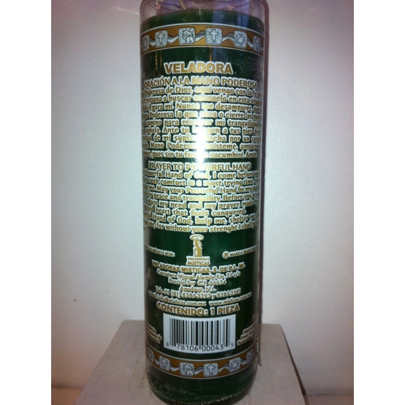 Most Powerful Hand (Mano Poderosa) 7 Day Unscented Green Candle