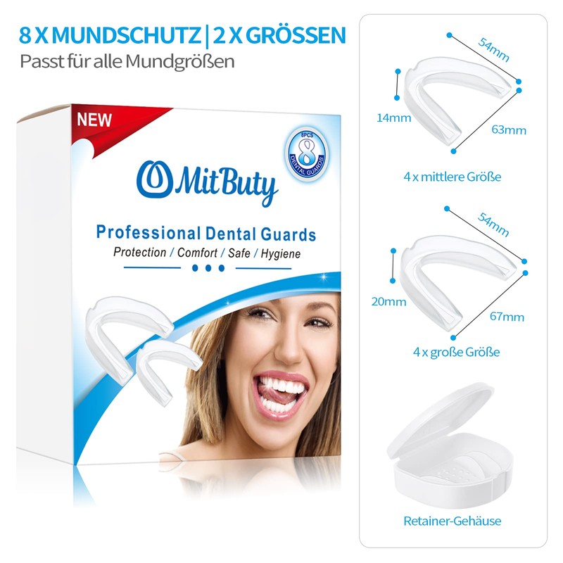 MitButy Mouth Guard for Teeth Grinding (8 Pack - 2