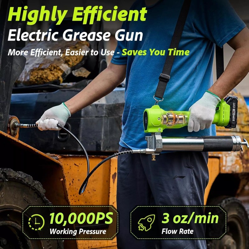 ‎TaskStar 10000 PSI Cordless Grease Gun LED Electric Grease Gun