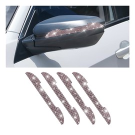 4PCS Bling Car Rear View Mirror Anti-Scratch Stickers Protector, Rhinestone Auto Door Handle Edge Guards, Crystal Anti-Collision Strip Decal, Car Decoration Accessories for Women Men (Pink)