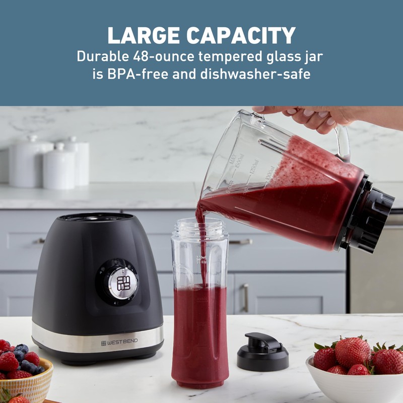 West Bend Blender with 48-Ounce Blending Jar and 20-Ounce Travel