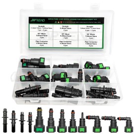 Japtend Fuel Line Repair Kit, 30pcs Fuel Line Quick Connector Assortment Kit 11 Size Hose Release Connect Straight Elbow Pipe Connector Fittings SAE 6.3mm to 11.8mm