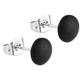 Schwarze Ohrringe matt • Runde Ohrstecker aus Edelstahl • Mini Stecker für zweites Ohrloch • Handgemachter Modeschmuck aus Bremen • ⌀ 6mm