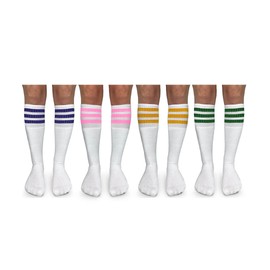 Jefferies Socks Boys' Girls Unisex Stripe Assorted Knee High Tube Socks 4 Pack, Rainbow Assorted, Medium