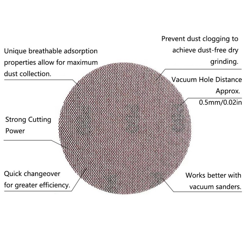 Pack of 30 Sanding Discs, Mesh Velcro Sanding Discs, Diameter