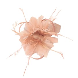 LERTREE Flower Side Clip Fascinator Gatsby Flapper Feather Clip Hair Barrette Vintage Wedding Brooch Pin (Nude Pink)