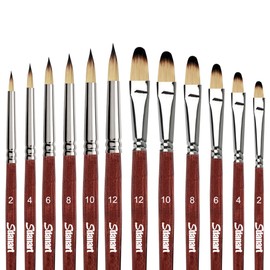 Sdanart 12 pcs Acrylic Paint Brushes Set,6 Professional Round Pointed Tip Paintbrushes and 6 Filbert Artist Paintbrush for Watercolor,Acrylics,Oil,Gouache,Ink，Perfect for Artists and Beginners