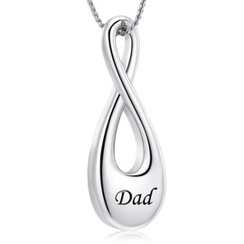 Imrsanl Infinity Urn Pendant Family/Pet Ash Holder Love Memorial Ash Keepsake Urn Cremation Jewelry for Pet/Human Free Fill Kits (Dad, Stainless-Steel)