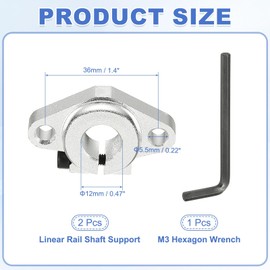 MECCANIXITY SHF12 Aluminum Linear Rod Rail Shaft Support, 12 mm ID Linear Rail Mounting Bracket Motion Rod Clamping Guide Support for 3D Printer, Pack of 2