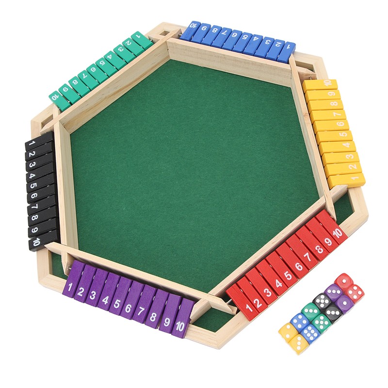 Shut The Box Dice Game 6 Player 6 Color Sided