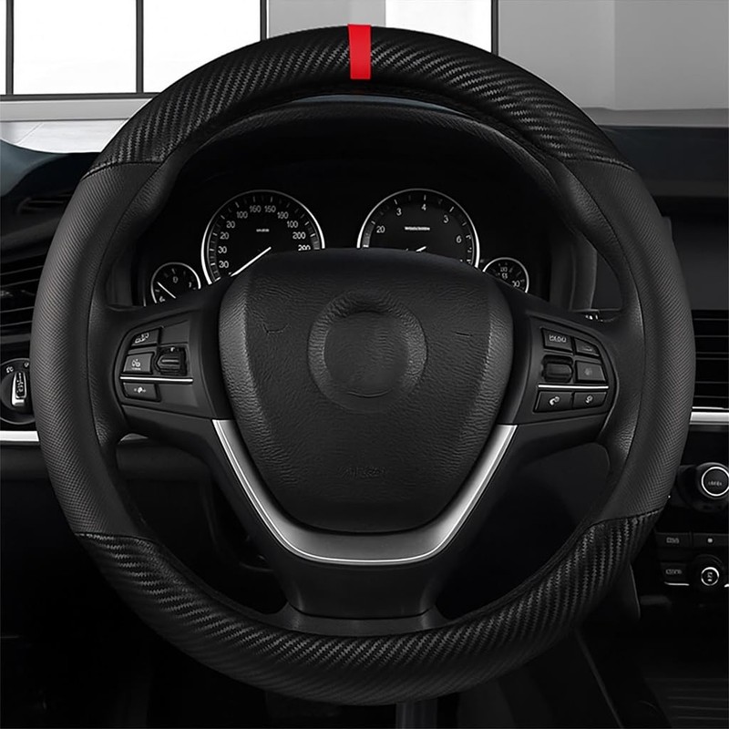 Universal Black PU Leather 15'' 38 cm Car Steering Wheel