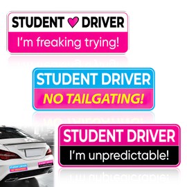 MILAKE 3 Pcs Magnetic Student New Driver Magnet for Car, Rose Red Funny Safety Warning Signs, Please Be Patient Student Driver Sticker, Removable Soft Magnets for Beginner Drivers