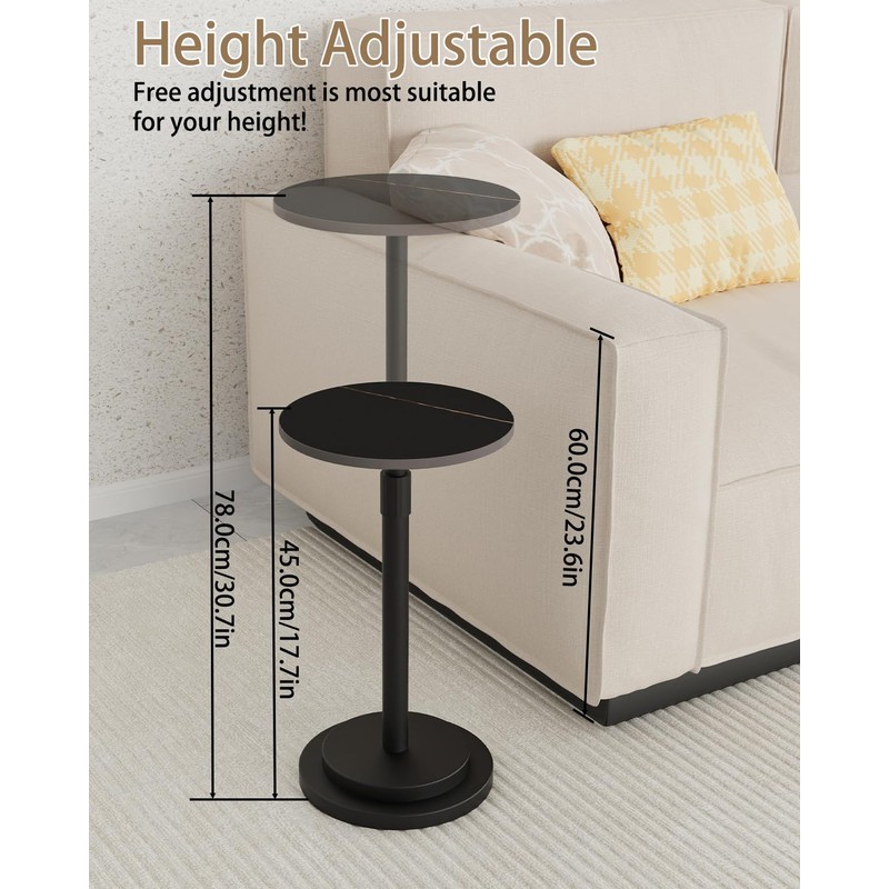 GUOHNHE Height Adjustable Drink Table, Vintage Round Indoor Metal Plant