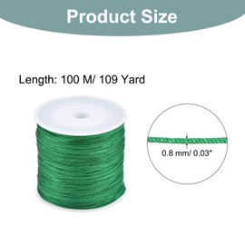 Rebower 0.8mm Nylon String for Bracelets, 100m Nylon Satin String Cord Beading Thread [ for Jewelry Making Bracelet Necklaces DIY Craft] - Green