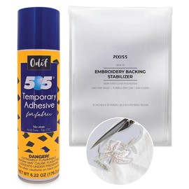 GRAS Art Bundles Odif 505 Fabric Adhesive Spray (7.2oz) with Embroidery Stabilizer (55gsm 10yds x 10in) - Fabric Stabilizer 505 Spray with Hand Embroidery Compatible Cut Away Stabilizer for Machine Embroidery