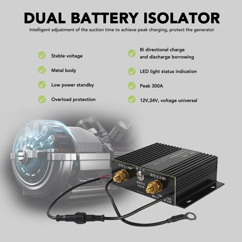 Dual Battery Isolator 150A 12V 24V LED Smart Flashing Voltage