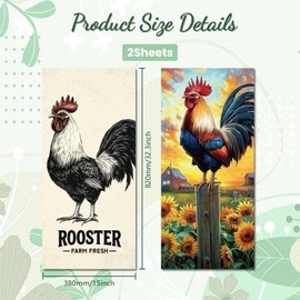 Peacoblue Wheelie Bin Stickers 2 Sheets Roosters Sticky Dustbin Stickers Decals, 15in x 32in Waterproof Self Adhesive Large Wraps for Trash Cans Bins Driveway Garden Outdoor Indoor Patio Decoration