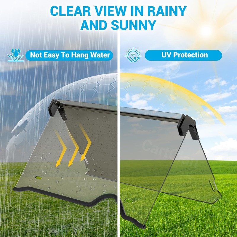 CartClan Golf Cart Foldable Tinted Windshield Suitable for 2018-UP EZGO