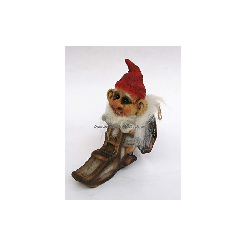 geschenke-trolle.de Ny Form Leprechaun on Kicksled Norway Christmas Figurine