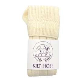 Men's Scottish Wool Kilt Hose Socks (6-9, Plain Cream)