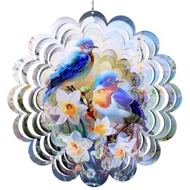 Blue Bird Metal Hanging Wind Spinners - Blue Bird Gifts for Women Mom Grandma Wife, Hanging Animations Wind Spinner for Outdoor & Indoor Decorations, 12 inch for Ornament Gifts