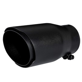 Punta de escape negro - Compatible con 7.6cm / 3in de diámetro exterior Diseño de instalación de pernos -puntas silenciadoras de acero inoxidable para coche-Revestimiento de polvo negro mate - 7.6cm/3in INT x 20.3cm/8in Longitude
