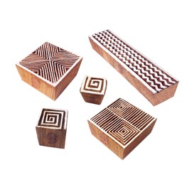 Royal Kraft Elegant Shapes Chevron and Geometric Wooden Stamps for Printing (Set of 5)
