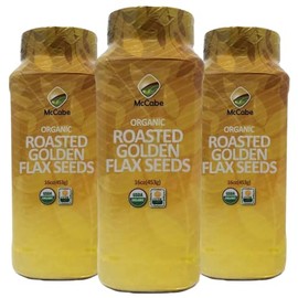 McCabe Organic Roasted Golden Flax Seeds - Healthy Roasted Flaxseed for Cooking and Baking | USDA and CCOF Certified | Product of USA | 16 Oz Pack of 3