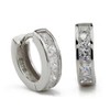 Sterling Silver 10mm Huggie Hoop Small Square Sleeper CZ Crystal