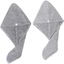 Angoily Gorro De Secado para Cabello 2 Piezas Toalla Absorbente De Fibra De Carbón De Bambú Secado Rápido Y Control De Frizz para Uso En Casa Y Viajes