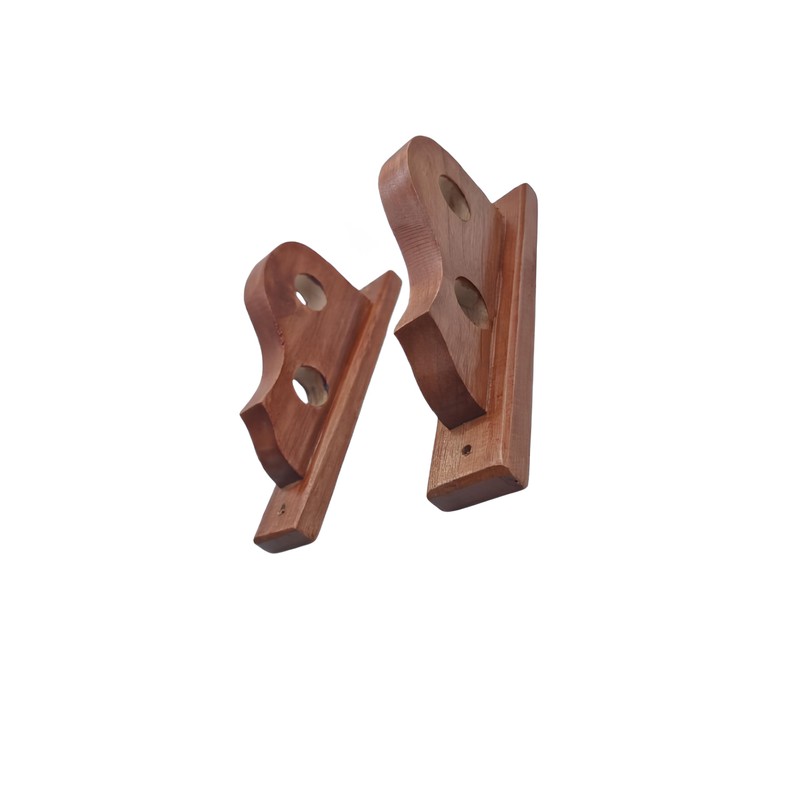 Genérico Juego De Cortineros Madera Cedro Natural Barnizado 2pz Moderno