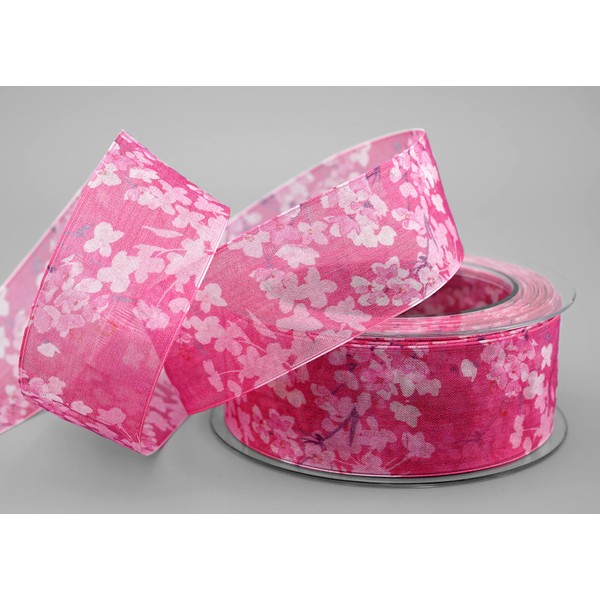 20 m x 40 mm Decorative Ribbon EVA Pink Chiffon