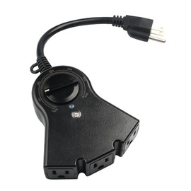 BN-LINK Outdoor Timer with Photocell Light Sensor Waterproof Outdoor 24 Hour Countdown Timer(2, 4, 6 or 8 Hours Mode), 3 Grounded Outlets for Home and Garden, Black (No Remote Control)