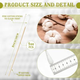 Qubccum Large Cotton Swabs in Storage Box, 6 Inch Dog Ear Swabs with Bamboo Handle for Dogs - Soft Cotton Tips, Gentle and Lint-Free, Specially Designed for Dog,Large Area Cleaning Solution (200)