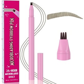 Microblading Eyebrow Pencil - Eyebrow Pencil with 3 Pointed Applicator with Micro Fork Tip, Creates Natural Looking Brows, Lasts All Day, Dark Brown