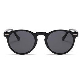 QVKUUT Round Polarised Sunglasses Women Men 70s Vintage Trendy Glasses Classic, black/grey