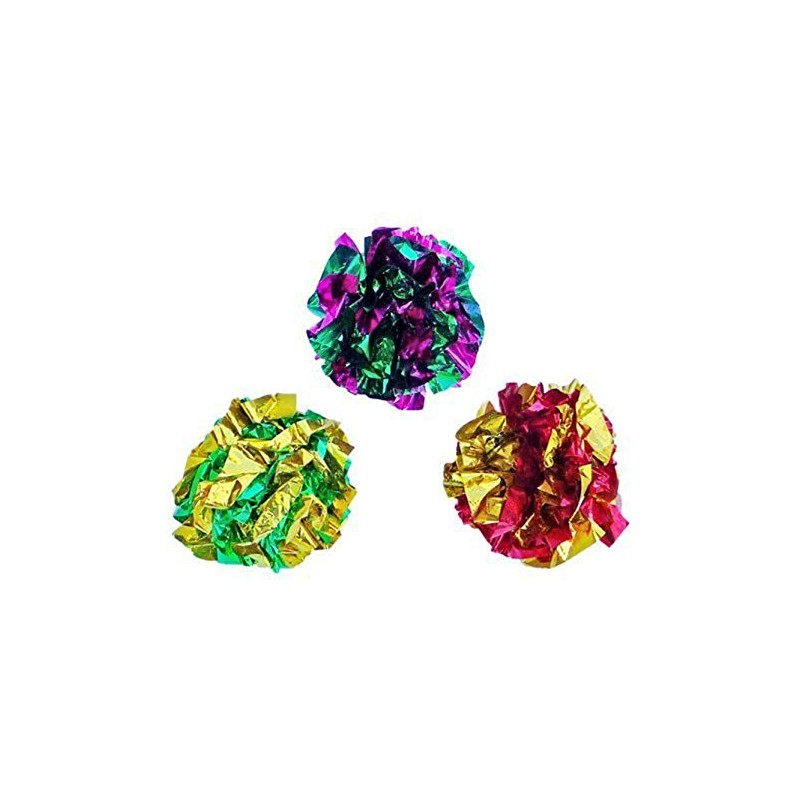 PETFAVORITES Original Mylar Crinkle Balls Cat Toys - 6 Pack