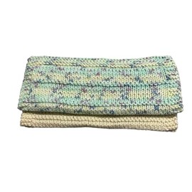 Large Super Soft Cloth - Ivory and Delicate Pastel Print - Set of 2-100% cotton - Washcloth - Face Cloth - Baby Washcloth