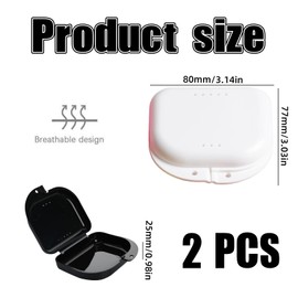2 Stück Zahnspangendose,Zahnprothesen Box mit Belüftungslöchern,Gebissdose Zahnprothesendose,Retainer und Knirscherschienen,Hygienische Aufbewahrungsbox für Zahnschienen & Prothesen (Schwarz & Weiß)