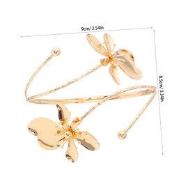 Homoyoyo Fashionable Metal Flower Arm Cuff Bracelet For Women Lady Stylish Open Bangle Upper Arm Bracelet Cuff Floral Bangle For Daily Wear