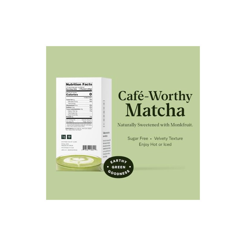 Ujido Matcha Green Tea Powder Sweetened with Monk Fruit