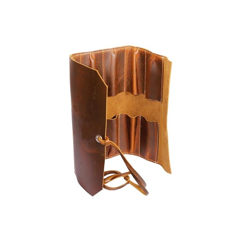 Militaria Stuffs Leather Tool Roll Up Pouch (10 Slots) -