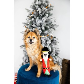 Pearhead Nutcracker Dog Toy, Stuffed Dog Plush Toy, Squeaker Pet Toy, Christmas Dog Toy