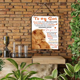To My Son Wooden Hanging Sign from Mom Son Gifts Family Wall Decor for Bedroom Living Room Birthday Christmas Thanksgiving Gifts for Son Wall Art Gifts for Boys Room 8 x 10 Inches