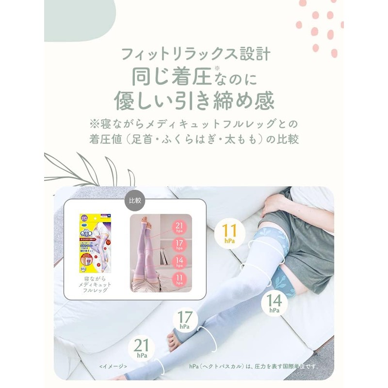 Medikyutto Compression Socks, Nature Healing Socks, Full Leg, Natural Gray,