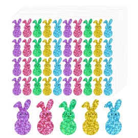 Anwyll Easter Bunny Stickers - 600Pcs Holographic Easter Peeps Stickers for Kid Adult Self Adhesive Happy Easters Rabbit Shape Label Sticker for Envelope Seal Basket Egg Craft Party Decor(5 Color)