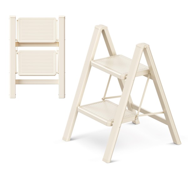 GameGem 2 Step Ladder Folding Step Stool with Wide Anti-Slip